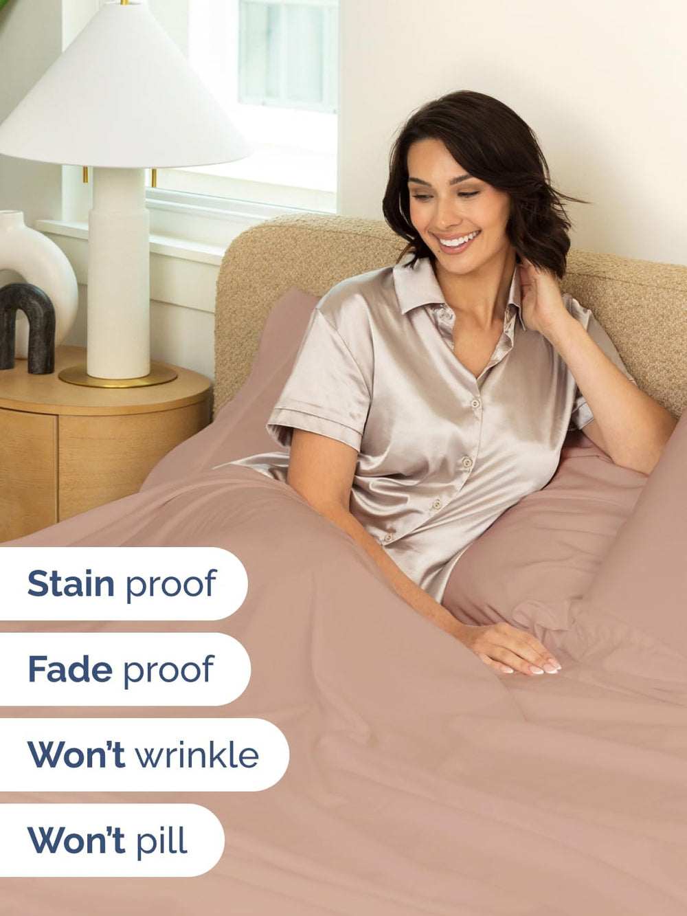 CGK Extra Deep Twin Sheet Set - 4pc Cooling Sheets - Mauve