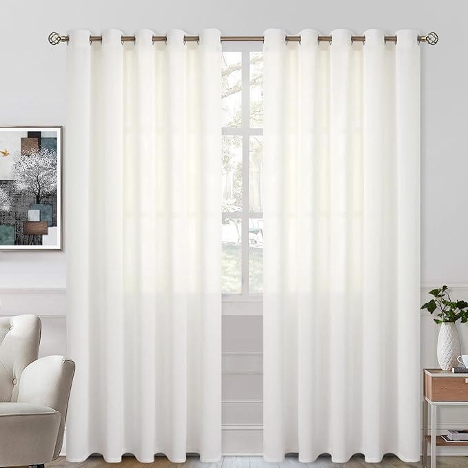 BGment Natural Linen Look Semi Sheer Curtains by BGment