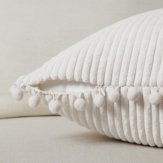 Fancy Homi 24x24 Pillow Covers, Super Soft Corduroy Square Solid Cushion Cover - Image 3