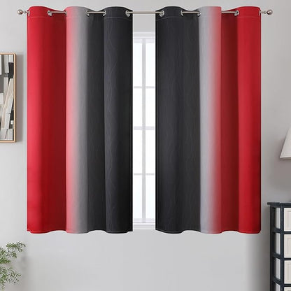 Estelar Textiler Red and Black Blackout Curtains 54 Inch Length, Light Blocking - Image 2