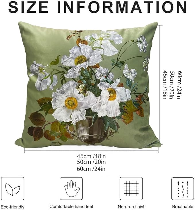 Vintage Floral Bouquet 24x24 Plush Throw Pillow Case, Double-Sided Printed - Image 2
