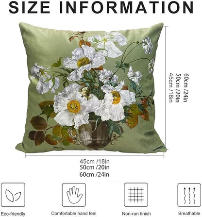 Vintage Floral Bouquet 24x24 Plush Throw Pillow Case, Double-Sided Printed - Image 2