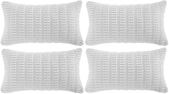 Fancy Homi 4 Packs Pure White Decorative Throw Pillow Covers 14x24 Inch by Fancy+Homi
