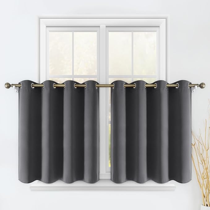 HOMEIDEAS 2 Panels Blackout Window Valance 24 inch Long Curtains by HOMEIDEAS