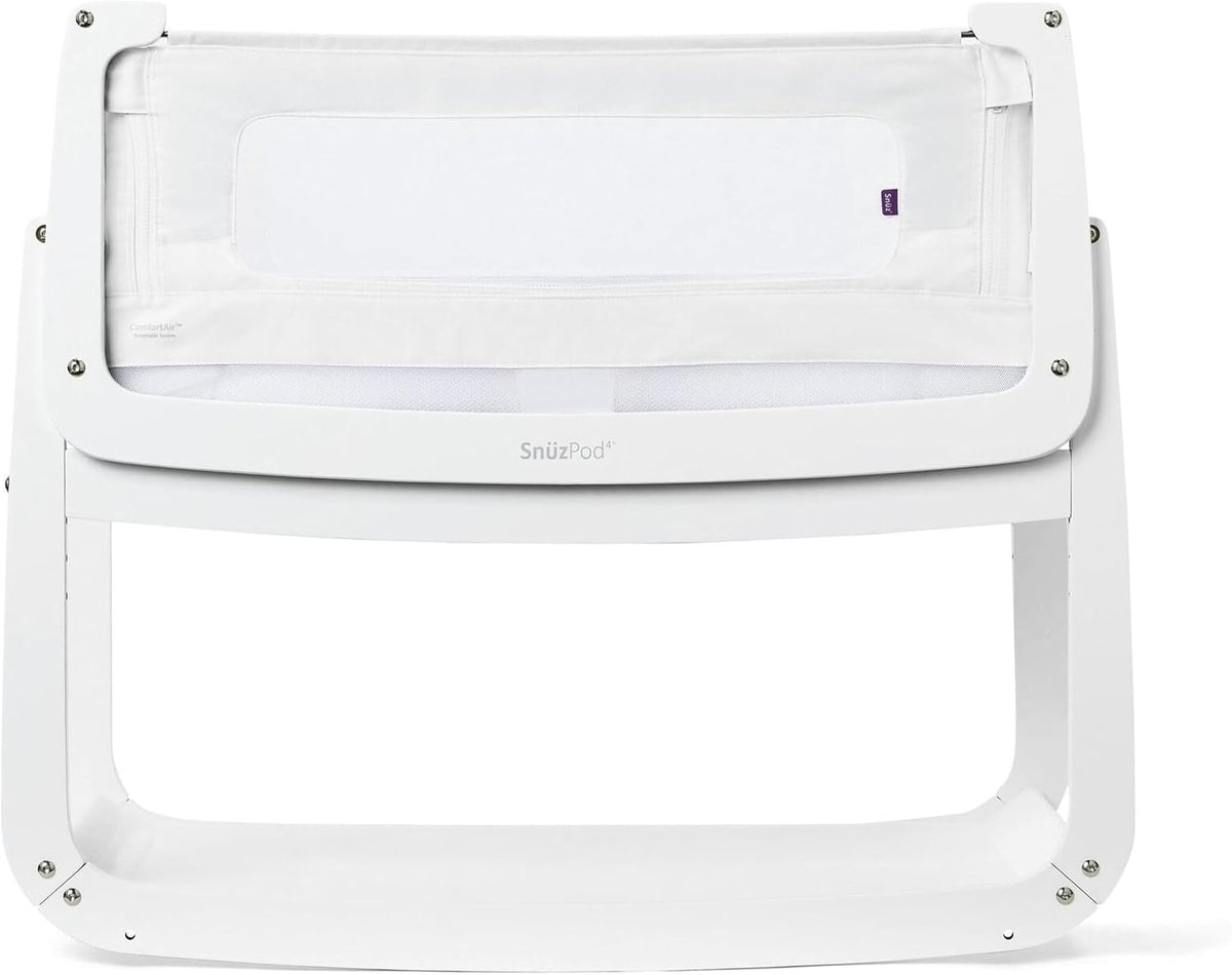 snuz snuzpod 4 bedside bassinet with mattress, white, main product view