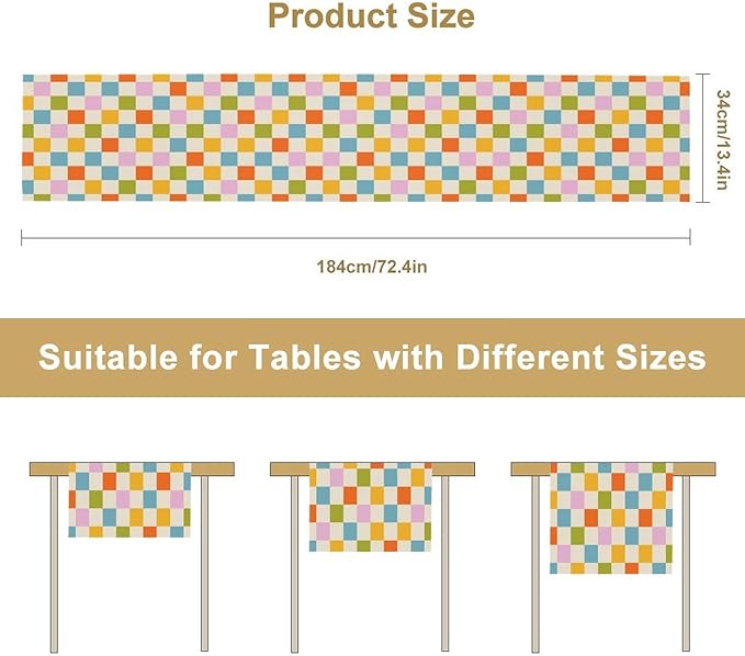 Retro Checkered Table Runner, 60s 70s Summer Seasonal Table Runners - Image 7