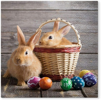 AM Decor Easter Luncheon Bunnies Napkins 20-Count Dinner Paper Napkins by Importer+AM