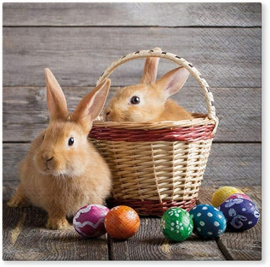AM Decor Easter Luncheon Bunnies Napkins 20-Count Dinner Paper Napkins by Importer+AM