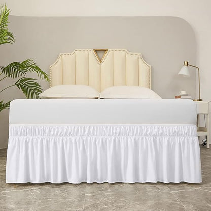 MEILA Wrap Around Bed Skirt Three Fabric Sides Elastic Dust Ruffled 16 Inch - Image 2