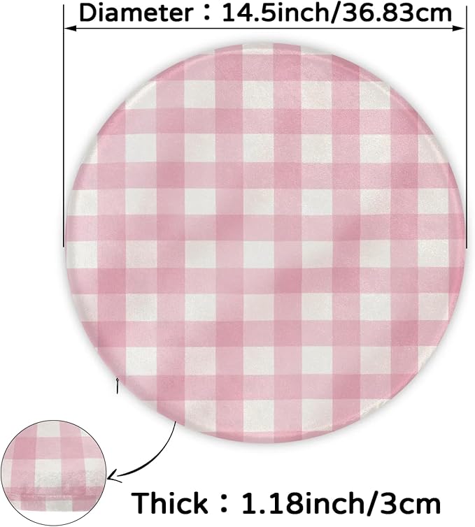 Gingham Pink Round Chair Cushions - Image 3