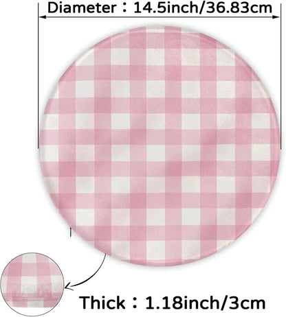 Gingham Pink Round Chair Cushions - Image 3