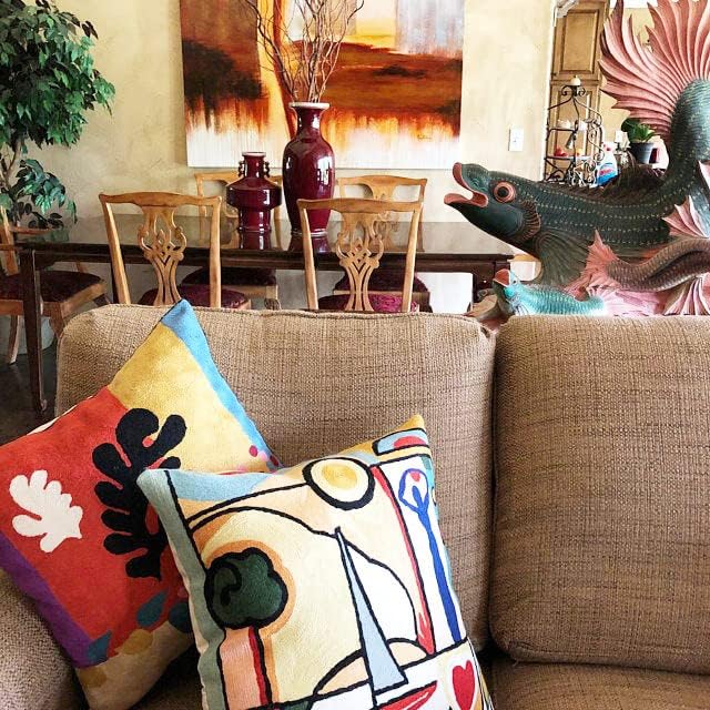 Matisse Coral Pillow Cover | Orange Modern Pillows | Modern Chair Cushion| - Image 5