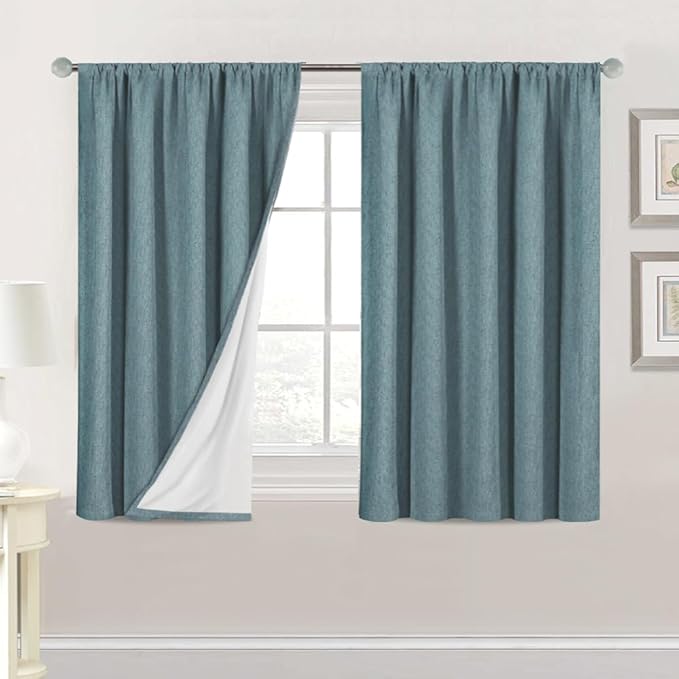 H.VERSAILTEX Linen Look 100% Blackout Curtains 45 Inches Long by HVERSAILTEX