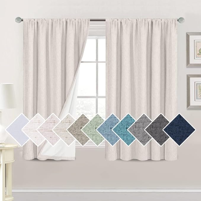 H.VERSAILTEX Linen Look 100% Blackout Curtains 54 Inches Long by HVERSAILTEX