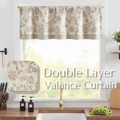 jinchan Floral Valance Curtain Linen Kitchen Valance - Image 2