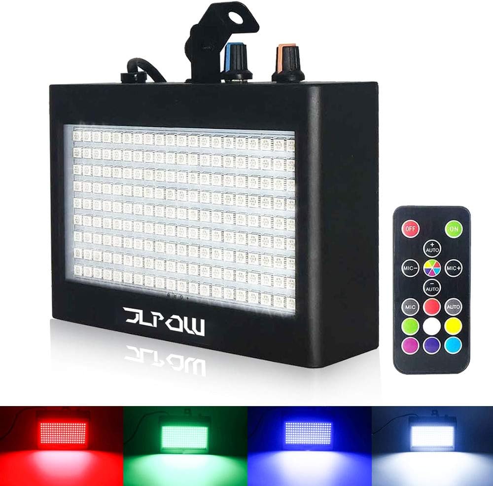Halloween Strobe Light, JLPOW Ultra Bright RGB LED Strobe Lights (Metal Case), Sound Activated and Remote Control, Speed Adjustable Mini Flash Stage Lighting, Best for DJ Party Bar Show Disco Dance
