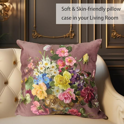 Vintage Floral Bouquet 24x24 Plush Throw Pillow Case, Double-Sided Printed - Image 4