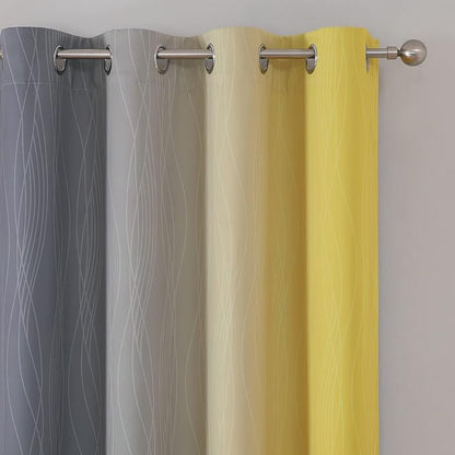 Estelar Textiler Yellow and Gray Blackout Curtains 96 Inches Long, Ombre - Image 4