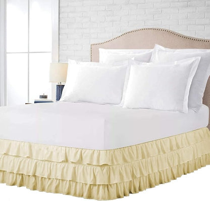 Multi-Ruffle Bed Skirt, Soft Multi Elastic Dust Ruffles by Unknown