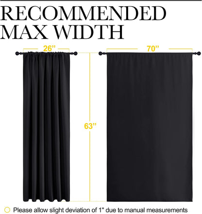 nicetown black blackout curtains for bedroom 70" wide, package contents