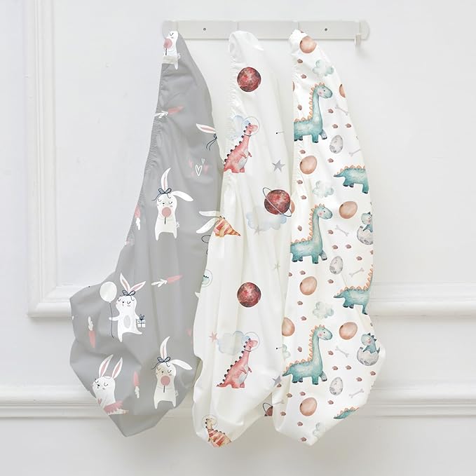Nap Mat Sheet 47"x24", 3 Pack Dinosaur Baby Crib Sheets Fitted Elastic Corners - Image 9