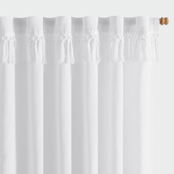 jinchan Linen Curtains for Living Room Bedroom Light Filtering Semi Sheer by JINCHAN