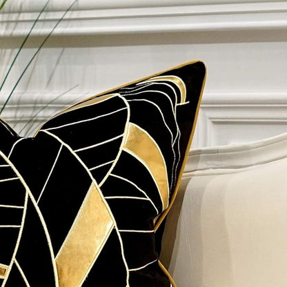 Avigers 20 x 20 Inches Black Gold Striped Cushion Case Luxury European Throw - Image 2