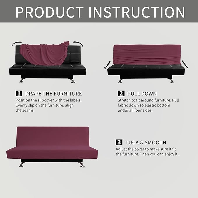 Easy-Going Stretch Futon Slipcover Armless Futon Bed Cover Furniture Protector - Image 6