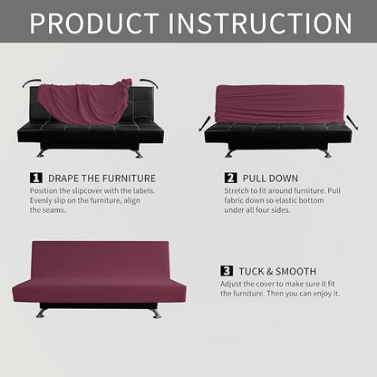 Easy-Going Stretch Futon Slipcover Armless Futon Bed Cover Furniture Protector - Image 6