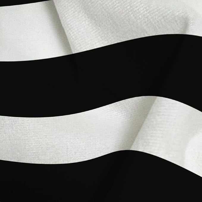 Leaveland White and Black Stripe Set of 2 12x20 Inch Cotton Polyester Square - Image 4