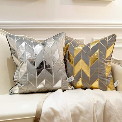 Avigers 20 x 20 Inches Grey Gold Striped Cushion Case Luxury European Throw - Image 5