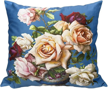 Vintage Floral Bouquet 28x28 Plush Throw Pillow Case, Double-Sided Printed by whooplaArt