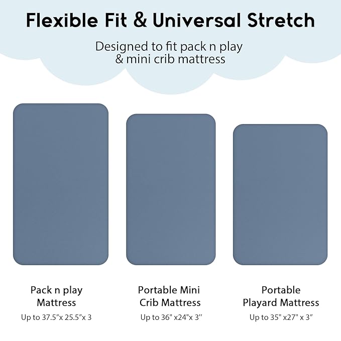 Yoofoss Pack and Play Sheets Fitted, Mini Crib Sheets 2-Pack - Image 3