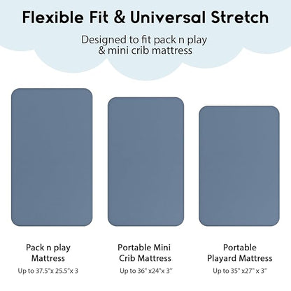 Yoofoss Pack and Play Sheets Fitted, Mini Crib Sheets 2-Pack - Image 3