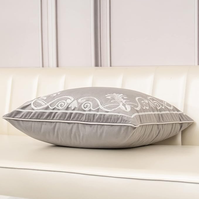 Aeckself European Floral Pillow Cover 18x18 Inch, Luxury Velvet Embroidered - Image 4