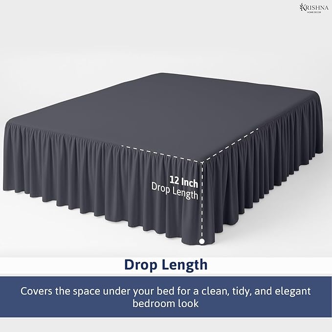 KRISHNA Ruffled Bed Skirt with Split Corners King, 100% Microfiber Hotel Quality - Image 4