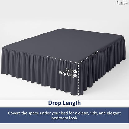 KRISHNA Ruffled Bed Skirt with Split Corners King, 100% Microfiber Hotel Quality - Image 4