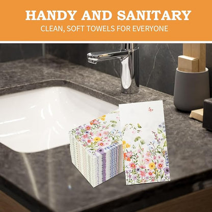 100Pcs Disposable Floral Paper Napkins Decorative Bathroom Napkins Guest - Image 5