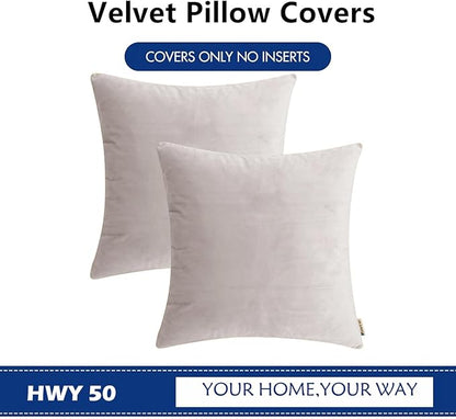 HWY 50 Silver Gray Velvet Throw Pillow Covers 20x20 Inch - Image 6