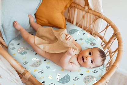 GRSSDER Stretchy Ultra Soft Fitted Bassinet Sheet Set 2 Pack, Universal Fit - Image 4