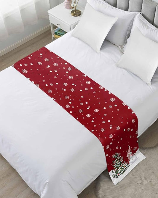 Christmas Tree Snowflakes Snowman Bed Runners by ZFUNCING