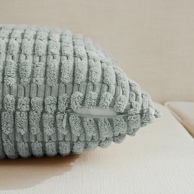 Fancy Homi 4 Packs Grey Blue Euro Decorative Throw Pillow Covers 26x26 Inch - Image 3