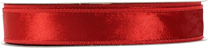 MEEDEE 1 inch Red Velvet Ribbon 25 Yards Crushed Velvet Ribbon Wired - Image 9