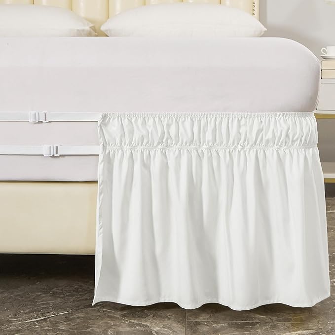 MEILA Wrap Around Bed Skirt Three Fabric Sides Elastic Dust Ruffled 14 Inch - Image 6