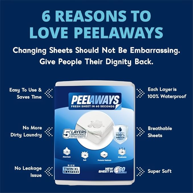 Peelaways Waterproof Disposable Bed Sheets – As Seen On Shark Tank | 5-Layer - Image 4