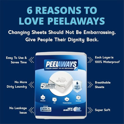 Peelaways Waterproof Disposable Bed Sheets – As Seen On Shark Tank | 5-Layer - Image 4