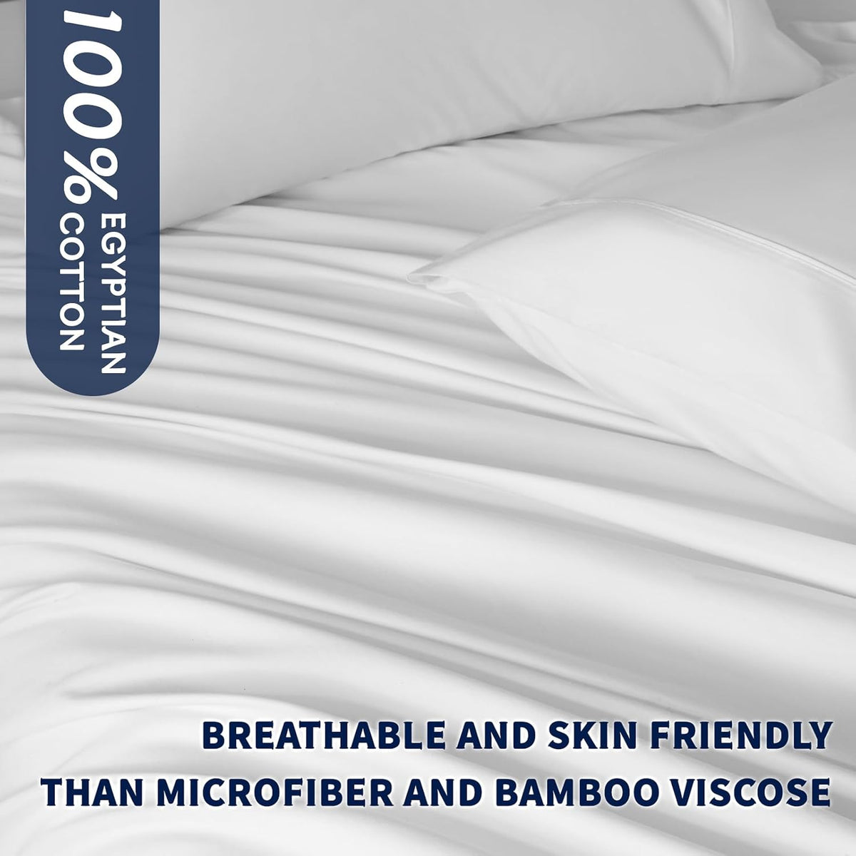 shilucheng 100% egyptian cotton king size sheets set, side view