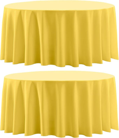 Round Tablecloth 2 Pack 108 Inch Yellow Tablecloths Washable Decorative Linen by AOCOZHomeLifeMuseum
