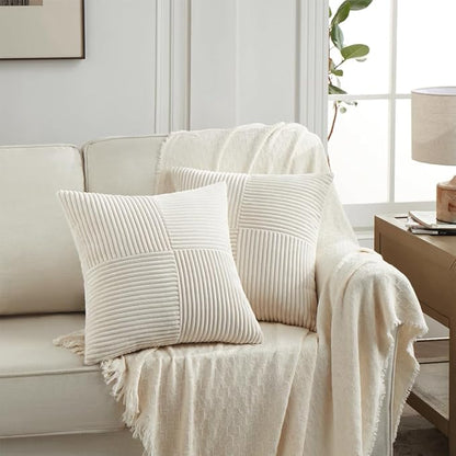 Fancy Homi 2 Packs Cream Samll Decorative Throw Pillow Covers 14x14 Inch - Image 6