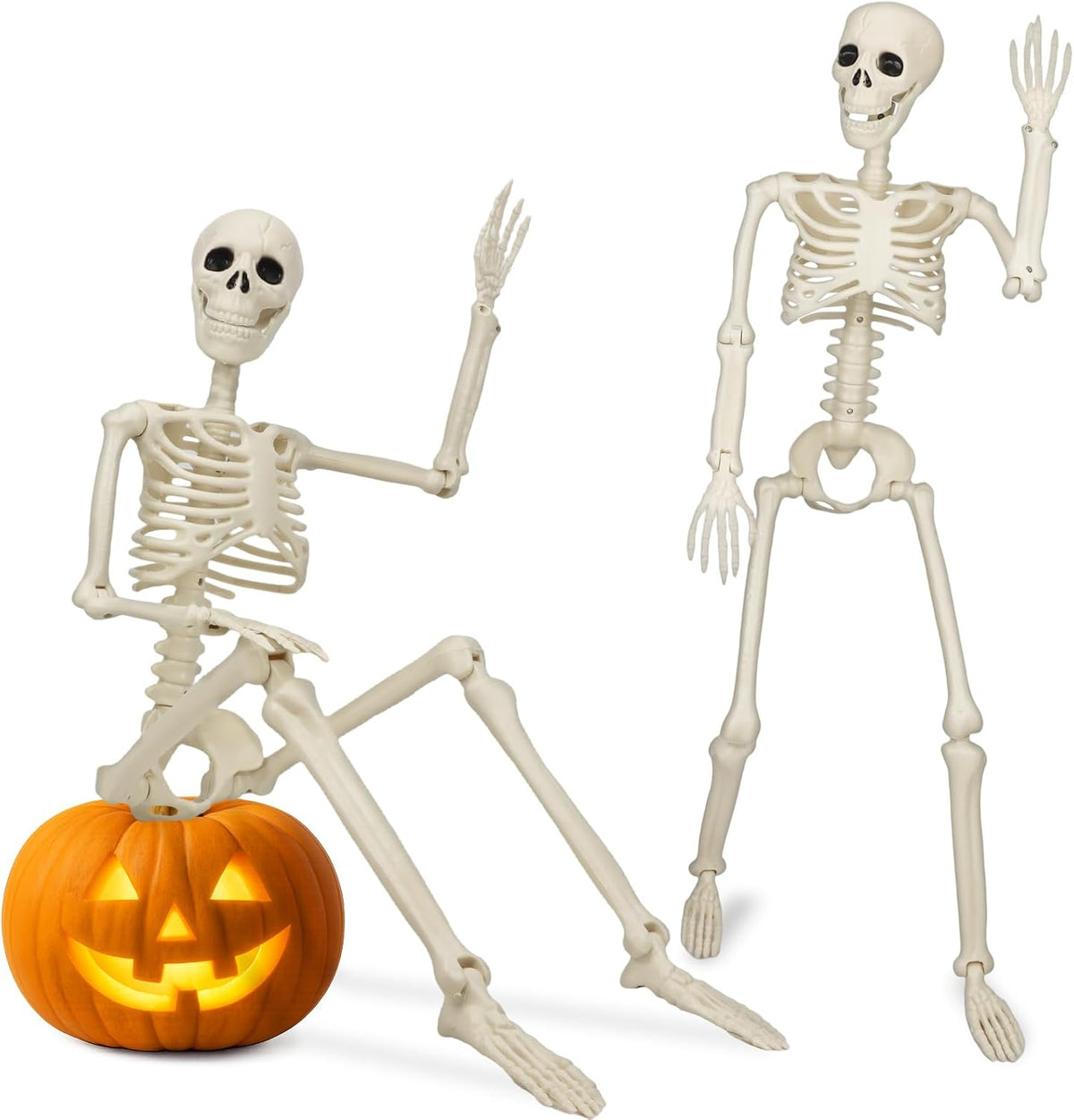 2 Pack 36'' Skeletons Halloween Decorations Outdoor: 3 FT Posable Skeletons